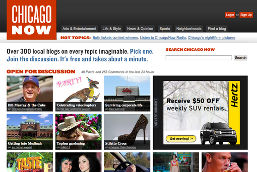Screenshot of ChicagoNow Homepage
